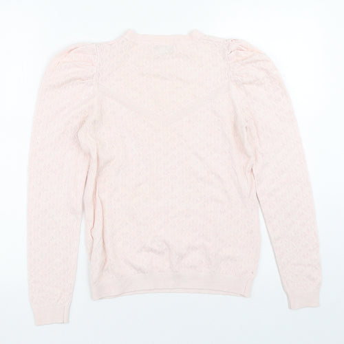 Warehouse Womens Pink Crew Neck Geometric Viscose Pullover Jumper Size 10