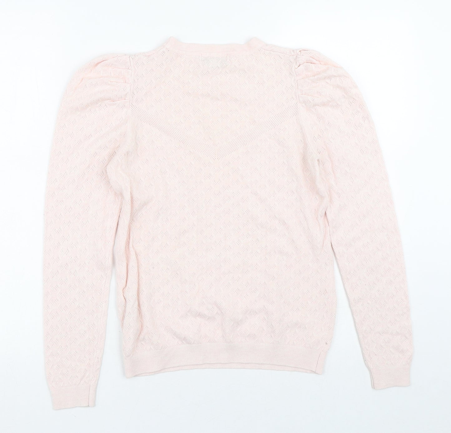 Warehouse Womens Pink Crew Neck Geometric Viscose Pullover Jumper Size 10