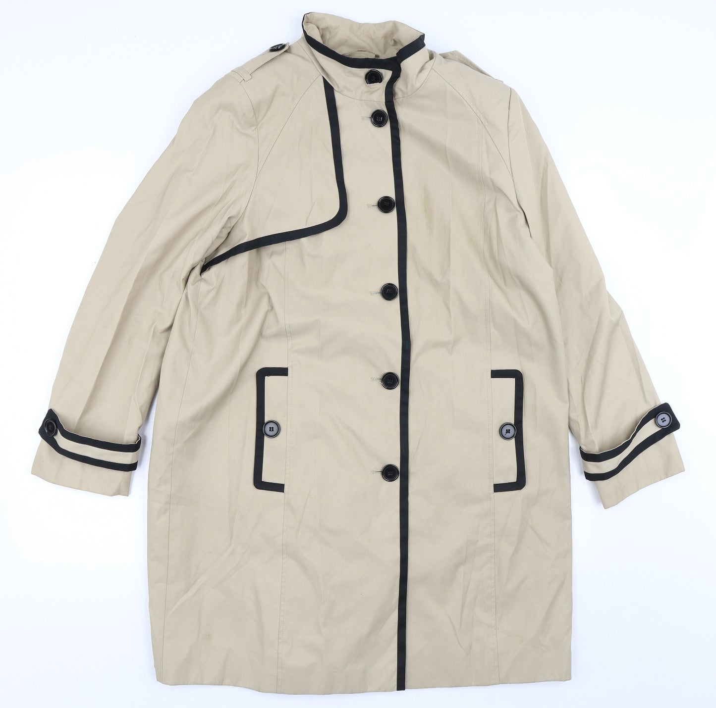 Debenhams Womens Brown Striped  Trench Coat Coat Size 16