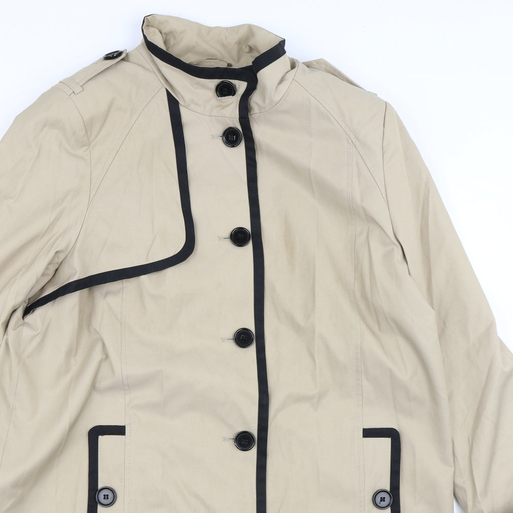 Debenhams Womens Brown Striped  Trench Coat Coat Size 16