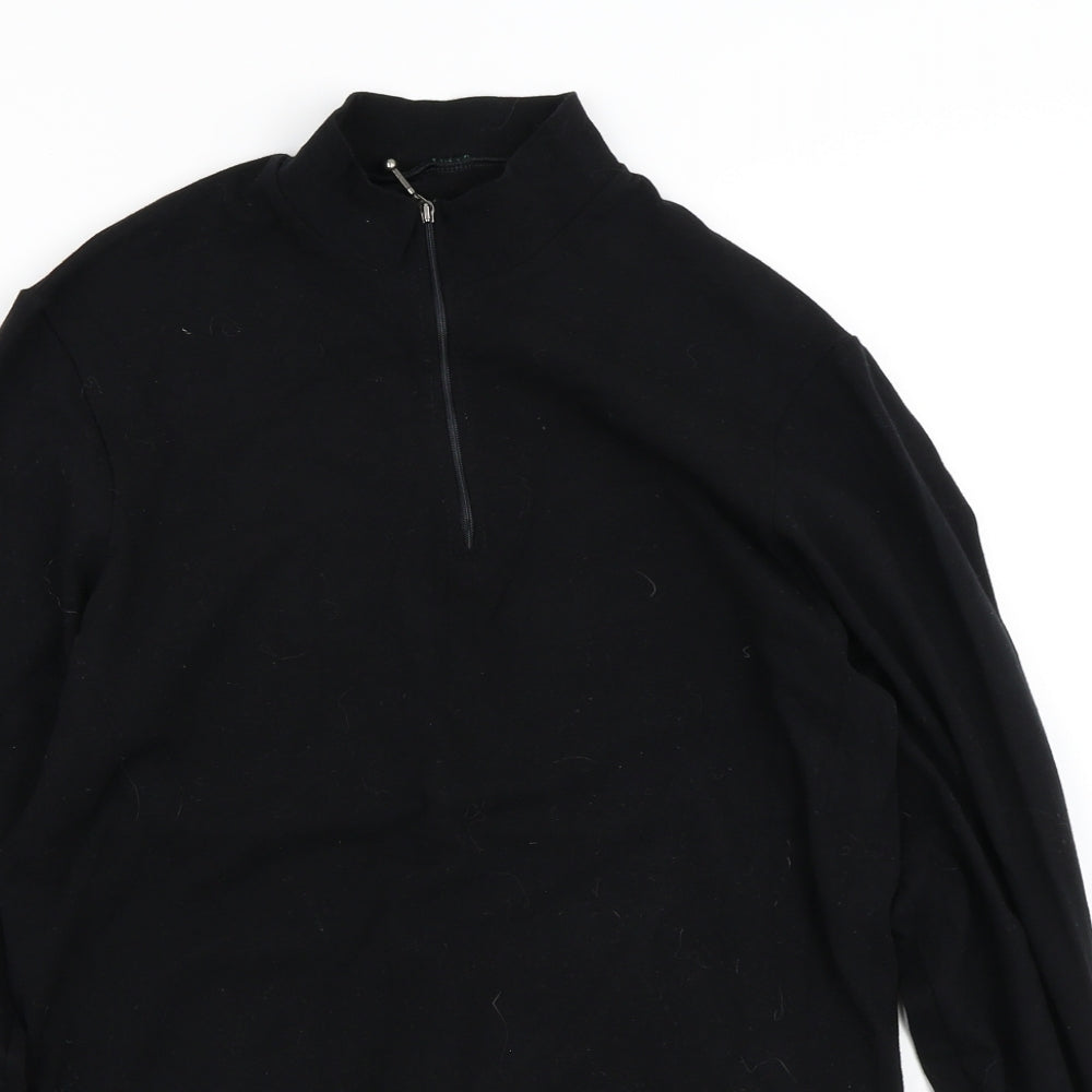 Dupont Womens Black  Cotton Pullover Sweatshirt Size S