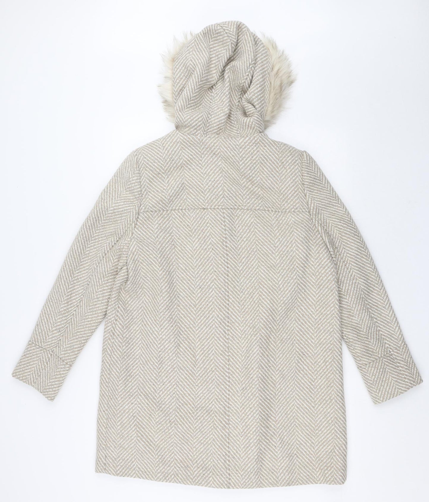 M&Co Womens Beige Herringbone  Trench Coat Coat Size 12