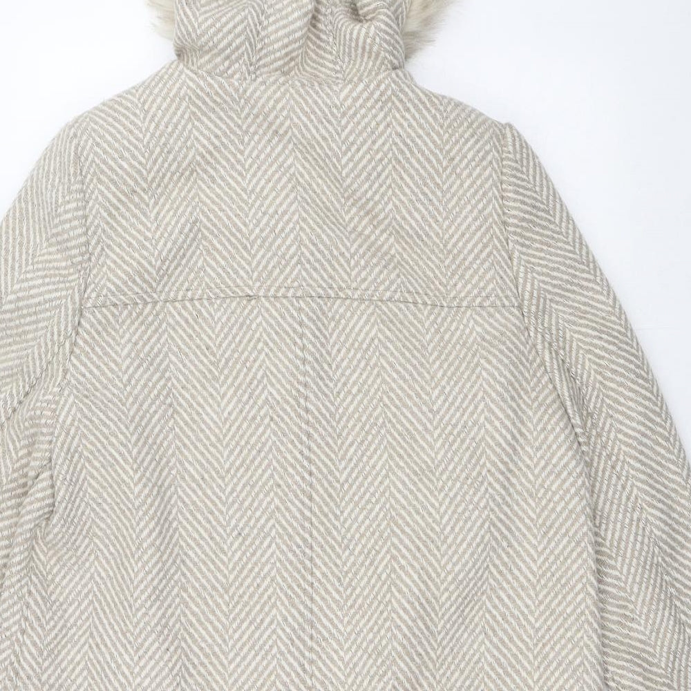 M&Co Womens Beige Herringbone  Trench Coat Coat Size 12