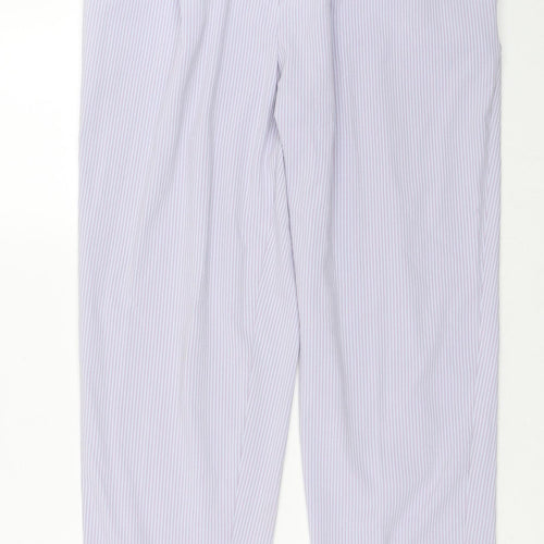 Marks and Spencer Womens Purple Striped Polyester Trousers  Size 12 L26 in Regular