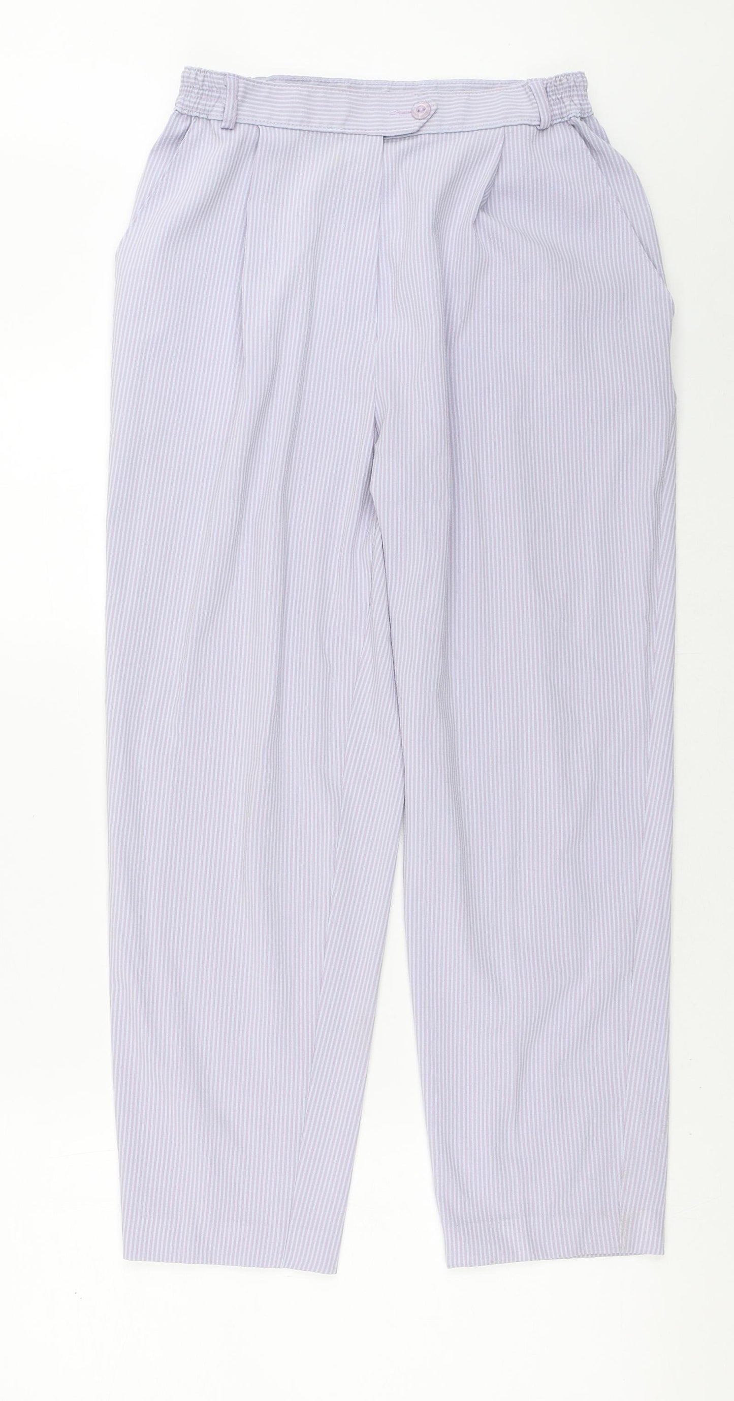 Marks and Spencer Womens Purple Striped Polyester Trousers  Size 12 L26 in Regular