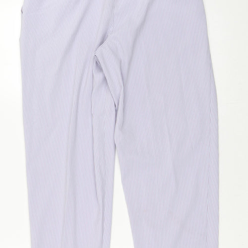Marks and Spencer Womens Purple Striped Polyester Trousers  Size 12 L26 in Regular