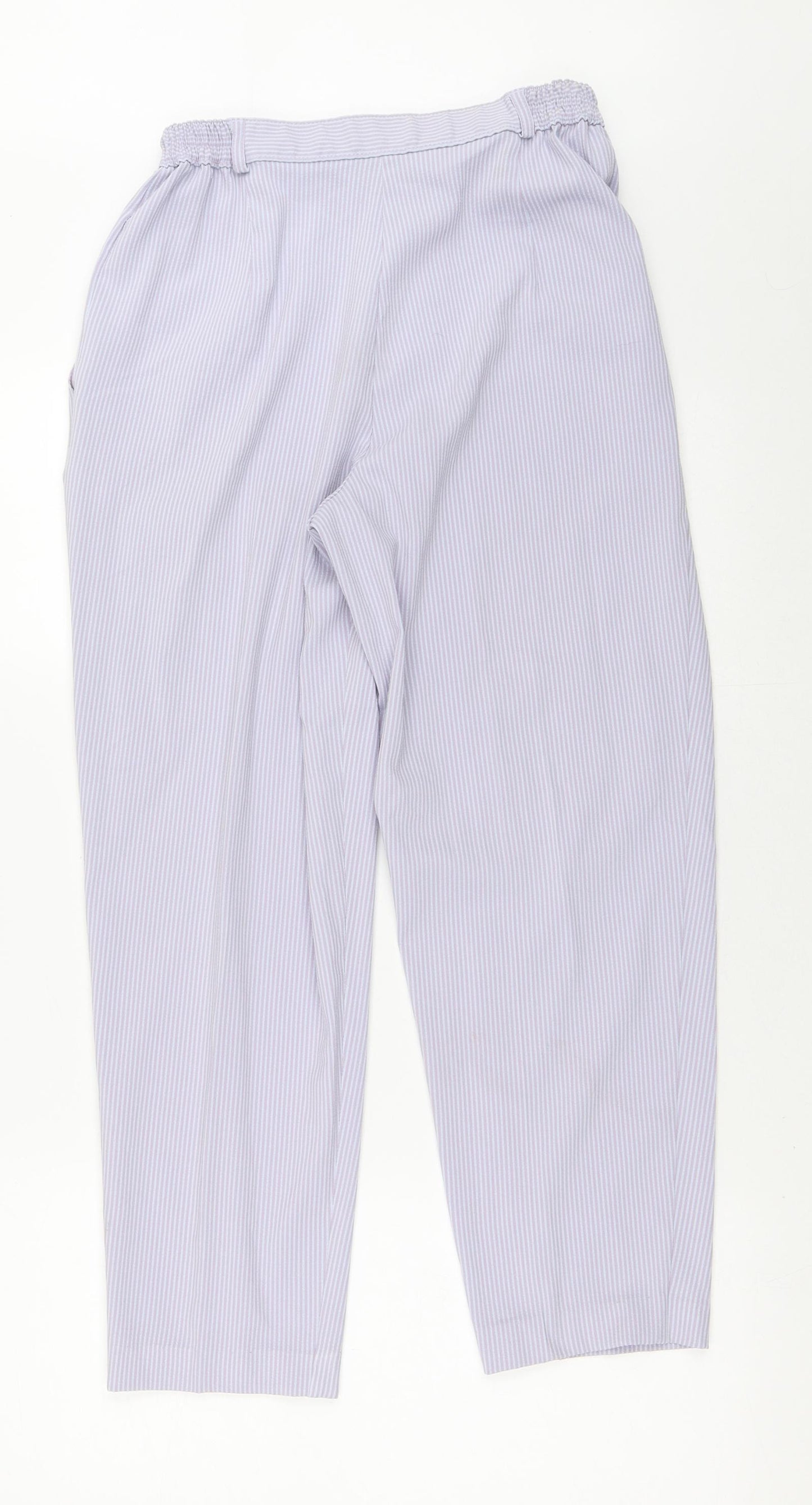 Marks and Spencer Womens Purple Striped Polyester Trousers  Size 12 L26 in Regular