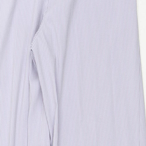 Marks and Spencer Womens Purple Striped Polyester Trousers  Size 12 L26 in Regular
