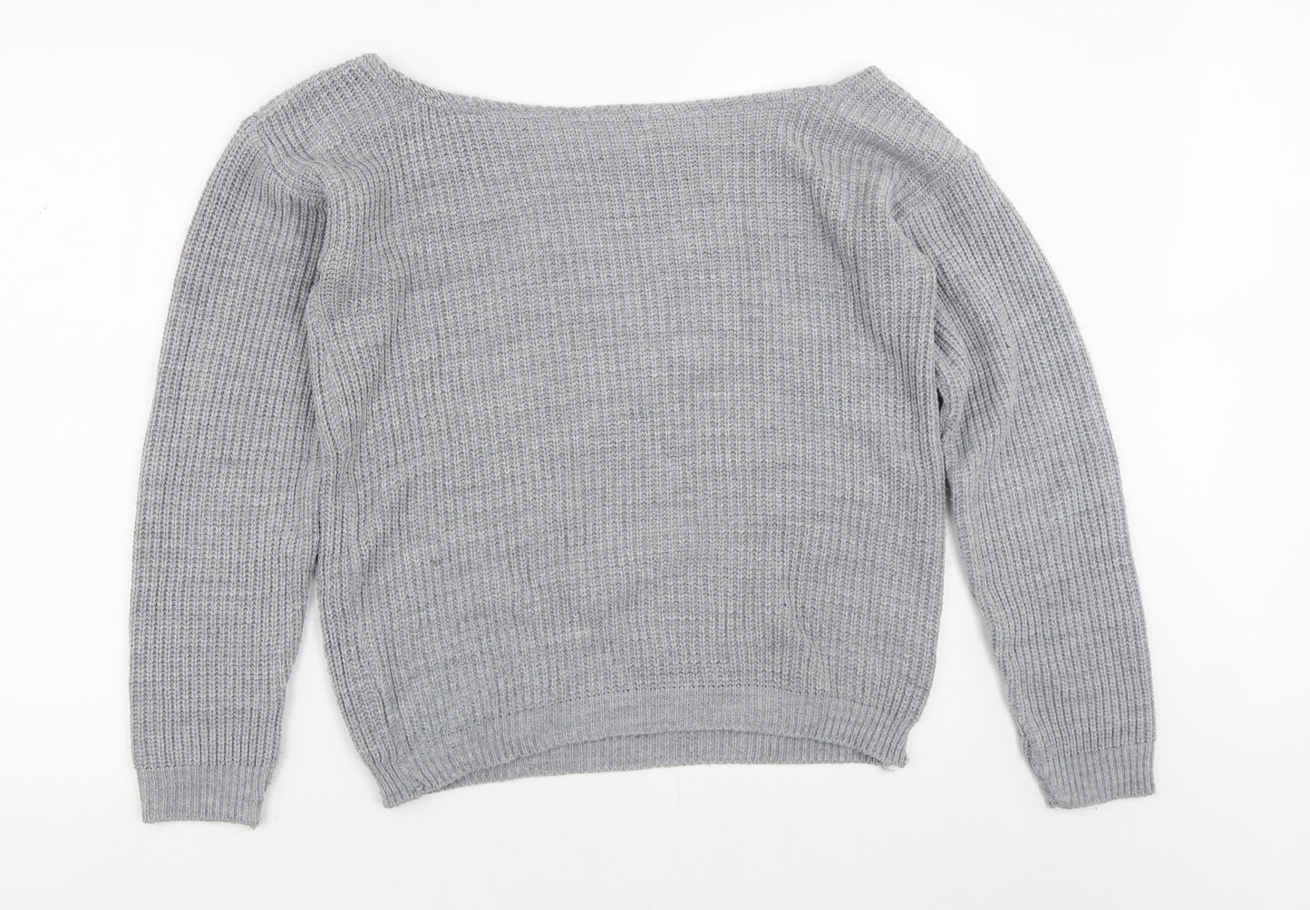 I SAW IT FIRST Mens Grey Round Neck  Acrylic Pullover Jumper Size S