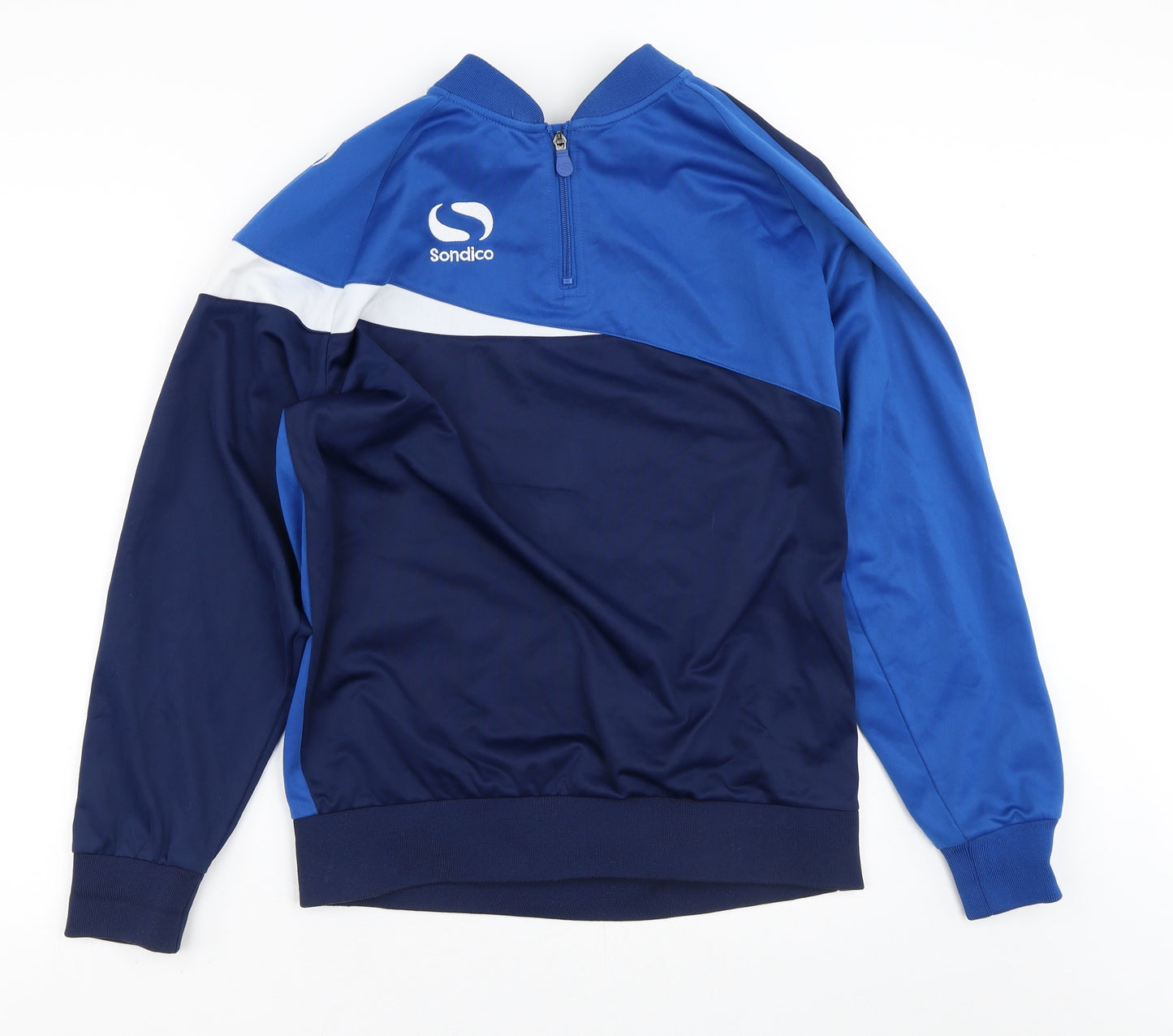 Sondico Mens Blue Striped Polyester Pullover Casual Size M Crew Neck