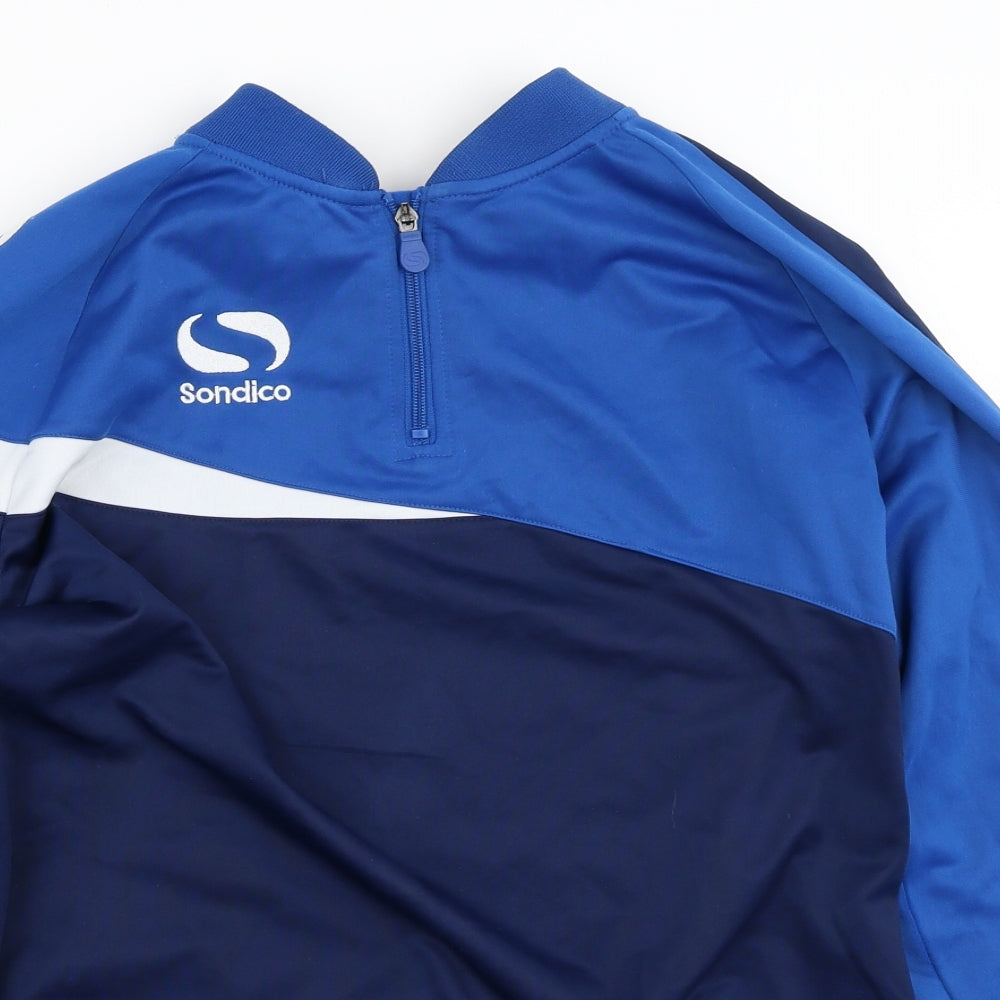 Sondico Mens Blue Striped Polyester Pullover Casual Size M Crew Neck