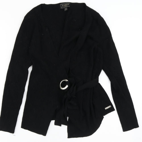 Lipsy Womens Black Round Neck  Viscose Cardigan Jumper Size 12