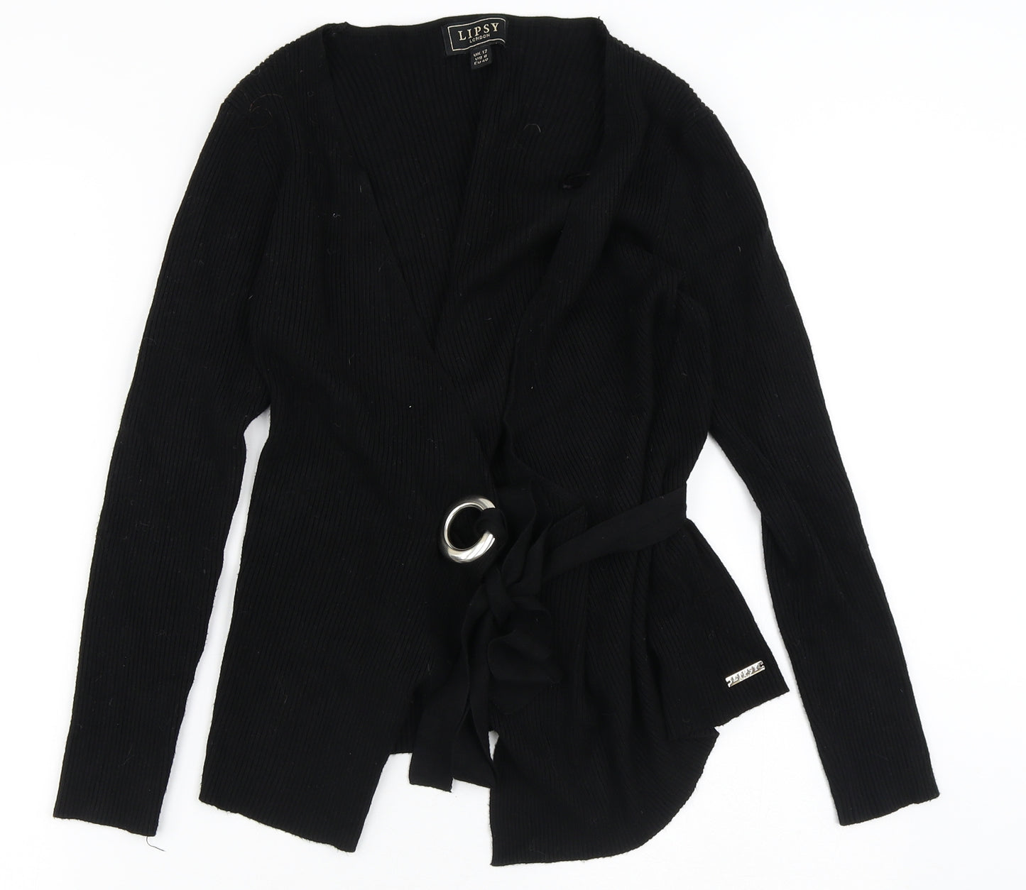 Lipsy Womens Black Round Neck  Viscose Cardigan Jumper Size 12