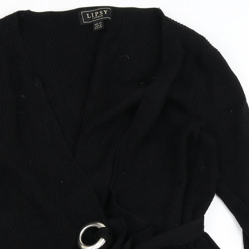 Lipsy Womens Black Round Neck  Viscose Cardigan Jumper Size 12