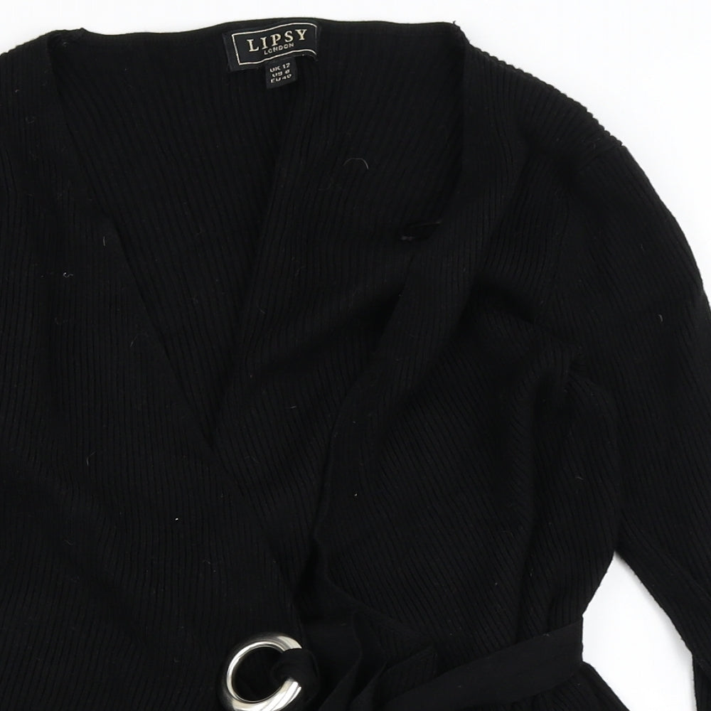 Lipsy Womens Black Round Neck  Viscose Cardigan Jumper Size 12