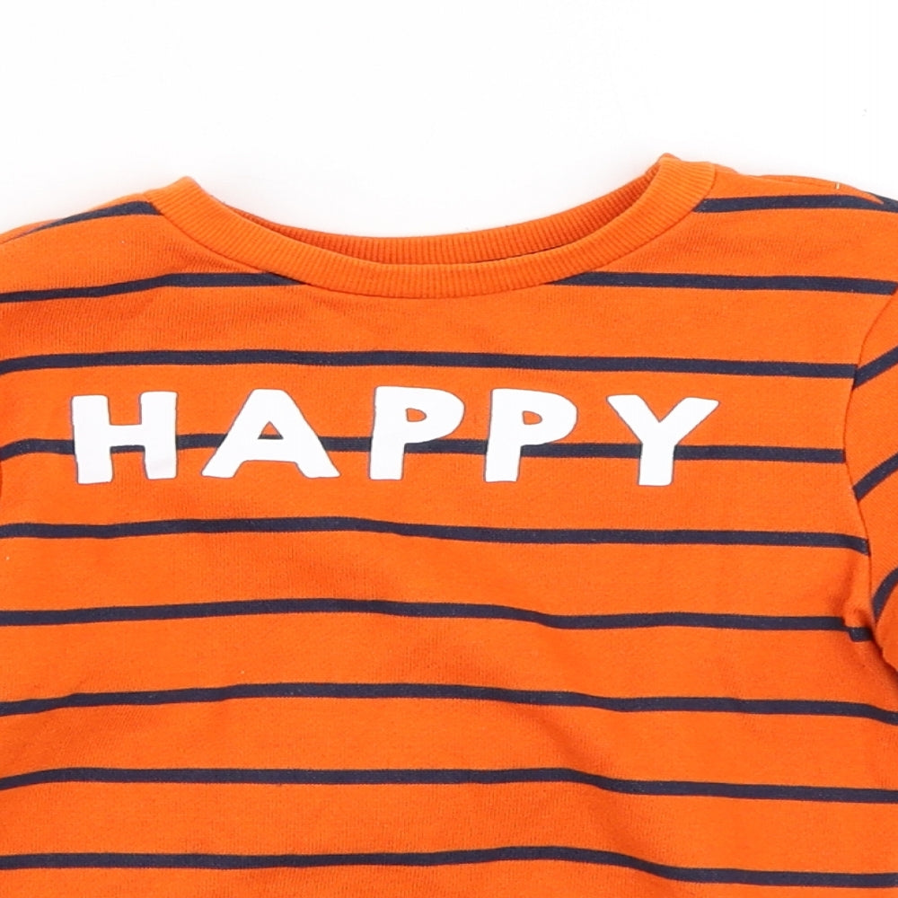 Primark Boys Orange Crew Neck Striped Polyester Pullover Jumper Size 2-3 Years   - Happy