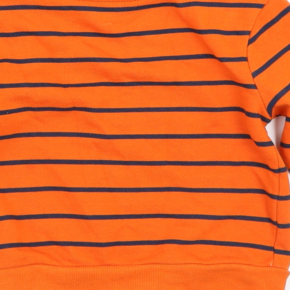 Primark Boys Orange Crew Neck Striped Polyester Pullover Jumper Size 2-3 Years   - Happy