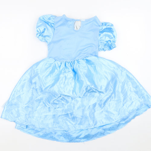 Disney Girls Blue Polka Dot Polyester Ball Gown  Size 5-6 Years  Round Neck  - Alice in Wonderland