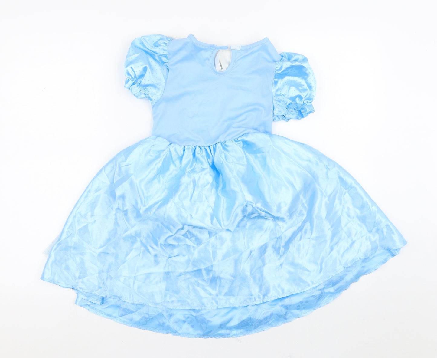 Disney Girls Blue Polka Dot Polyester Ball Gown  Size 5-6 Years  Round Neck  - Alice in Wonderland