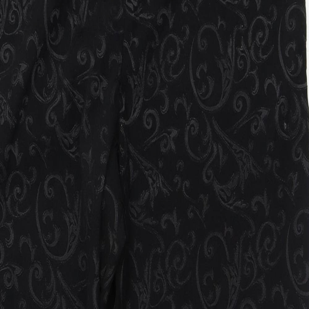 NEXT Womens Black Geometric Polyester Trousers  Size 14 L28 in Regular