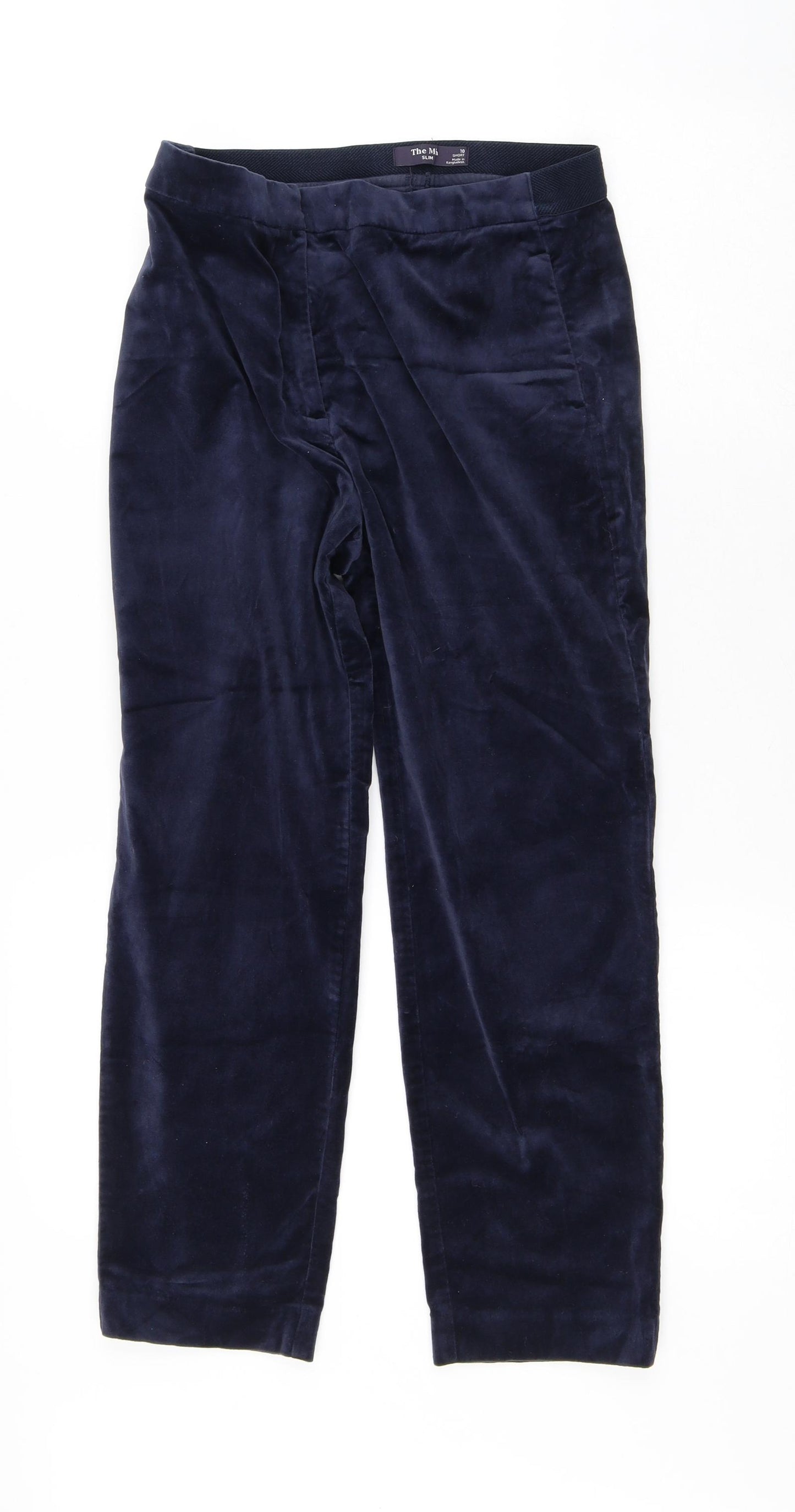 Marks and Spencer Womens Blue  Cotton Trousers  Size 10 L24 in Slim