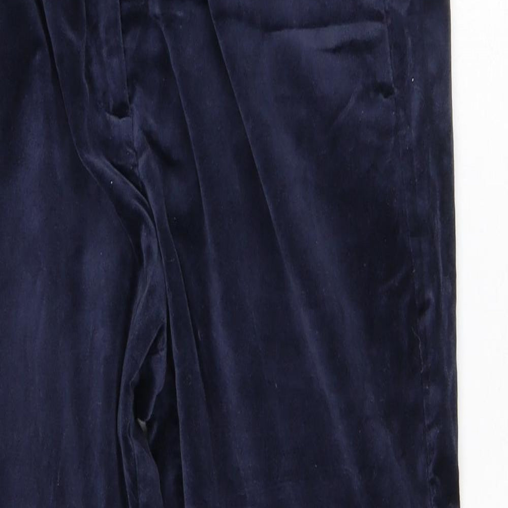 Marks and Spencer Womens Blue  Cotton Trousers  Size 10 L24 in Slim