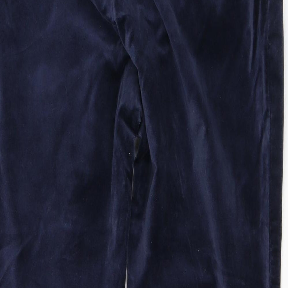 Marks and Spencer Womens Blue  Cotton Trousers  Size 10 L24 in Slim