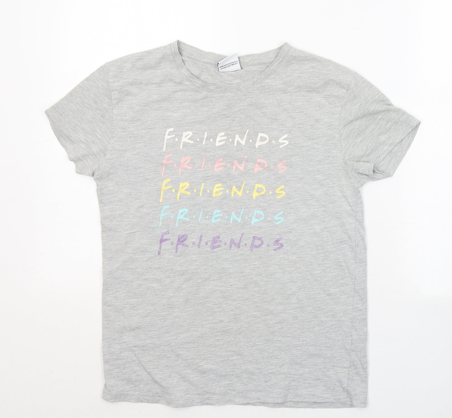 Friends Girls Grey  Cotton Basic T-Shirt Size 10-11 Years Round Neck Pullover