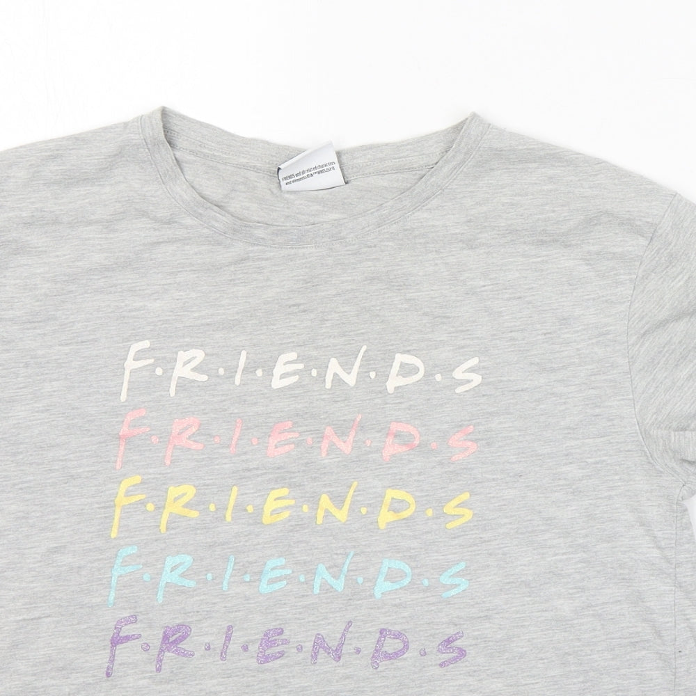 Friends Girls Grey  Cotton Basic T-Shirt Size 10-11 Years Round Neck Pullover