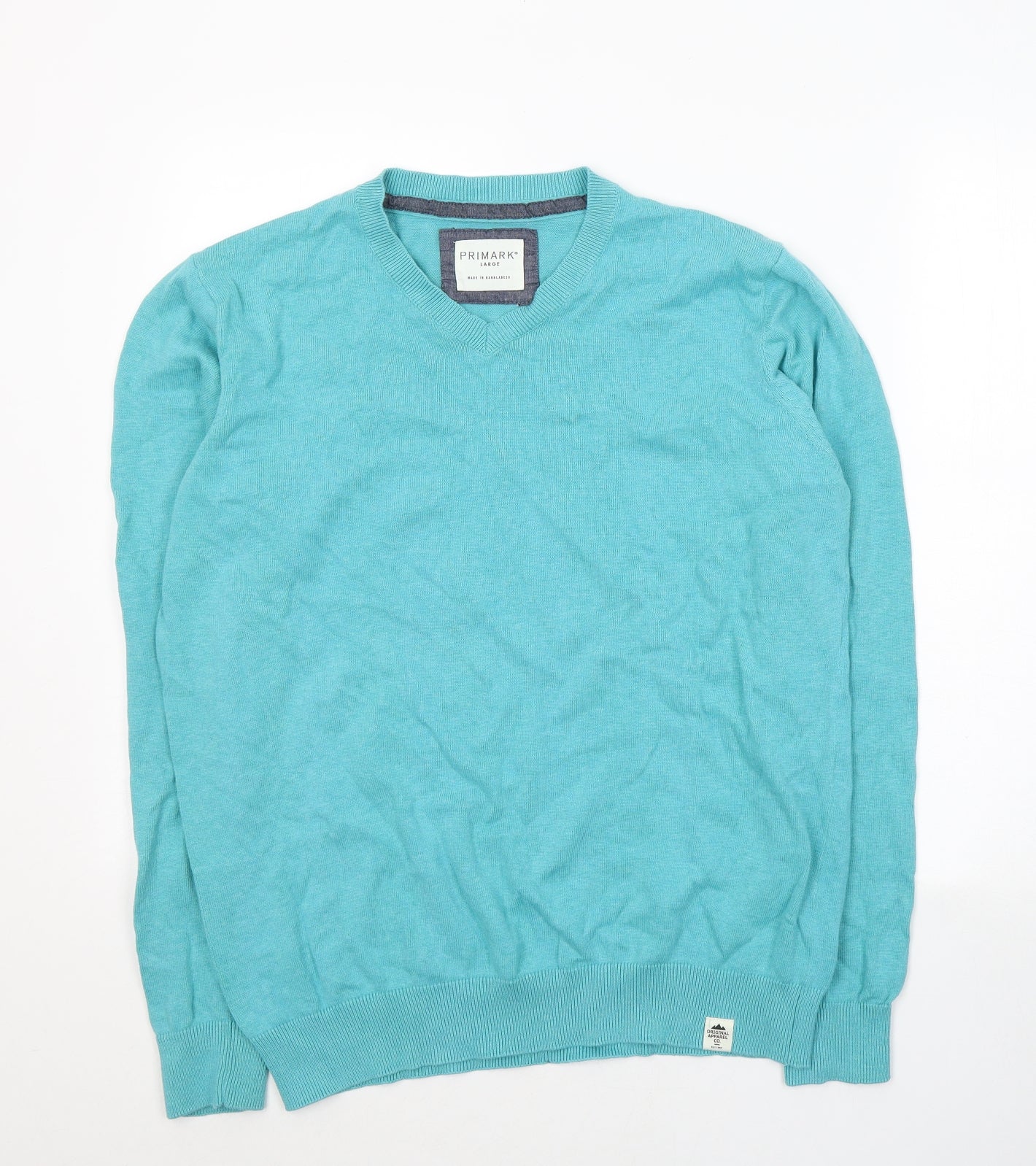 Primark Mens Blue Round Neck  Cotton Pullover Jumper Size L