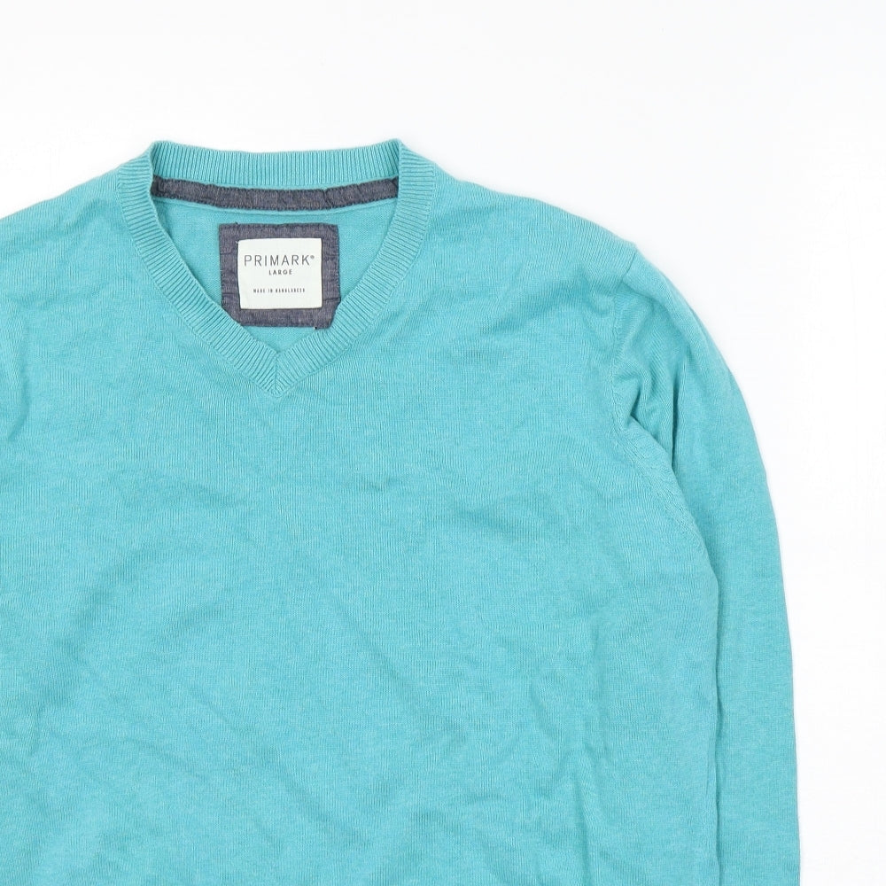 Primark Mens Blue Round Neck  Cotton Pullover Jumper Size L