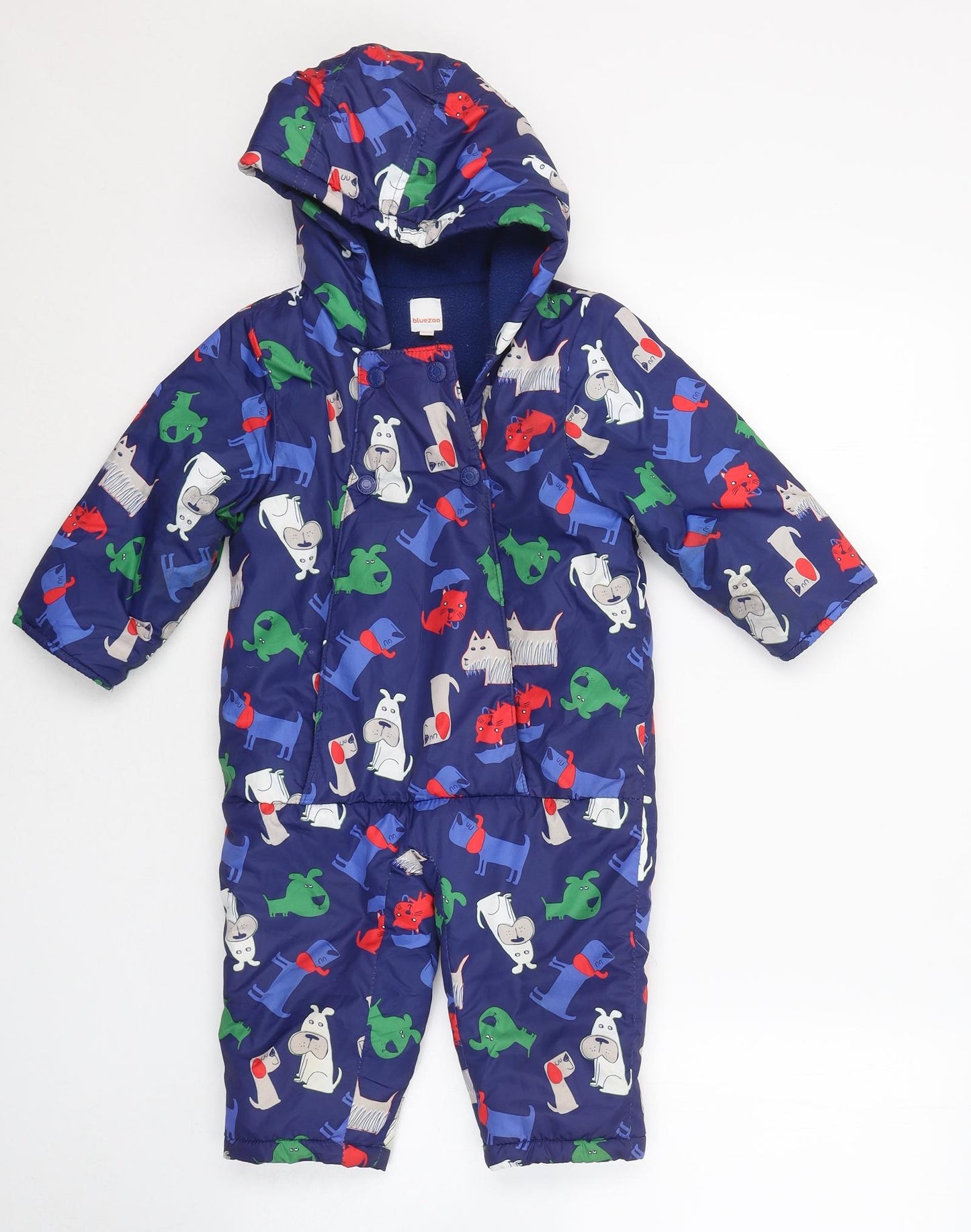 Blue Zoo Boys Blue   Ski Jacket Snowsuit Size 12-18 Months   Button - Dogs