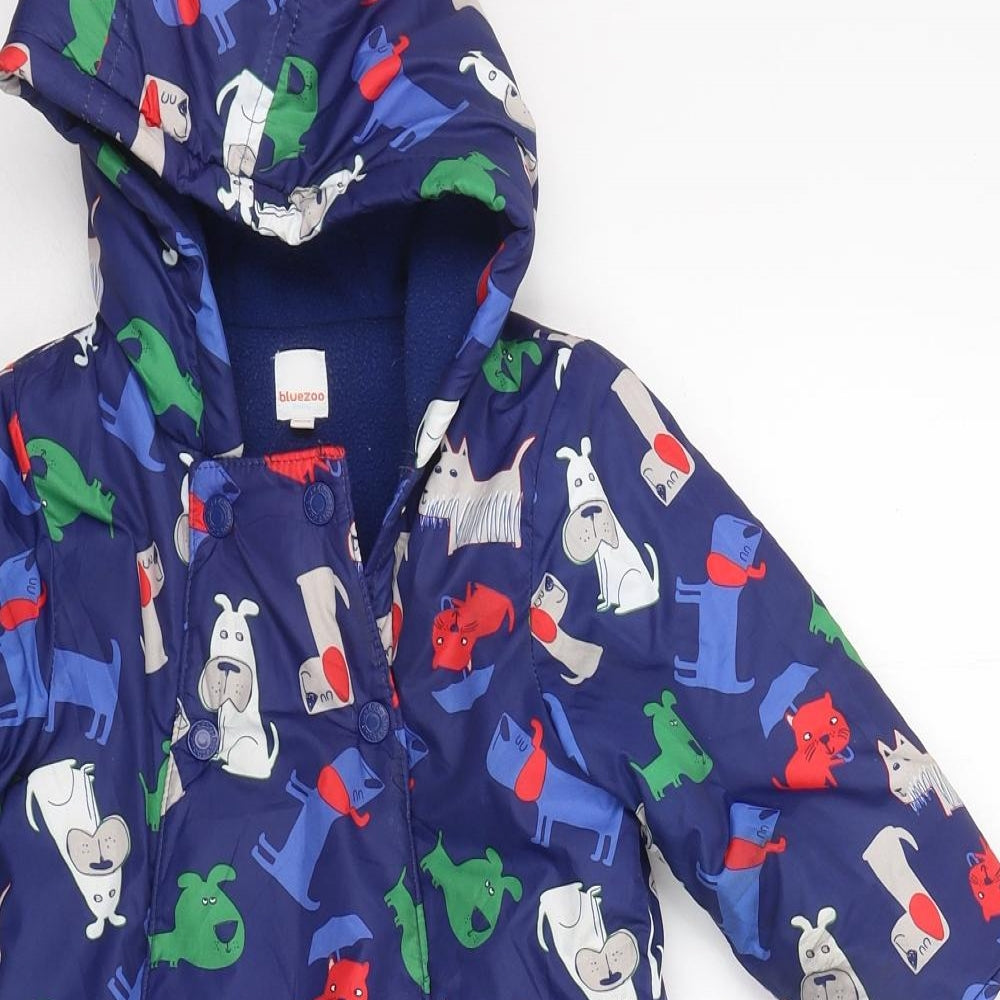 Blue Zoo Boys Blue   Ski Jacket Snowsuit Size 12-18 Months   Button - Dogs
