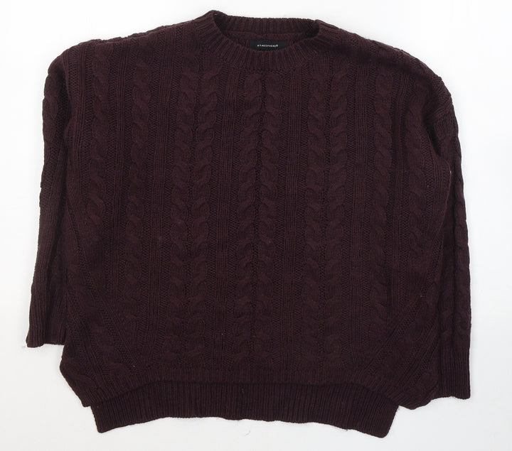 Atmosphere Womens Red Round Neck  Acrylic Pullover Jumper Size 6
