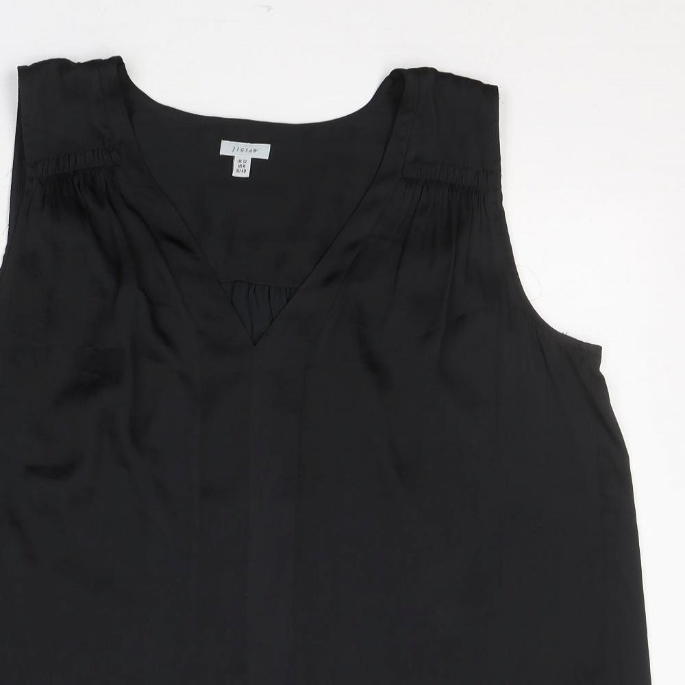 Jigsaw Womens Black  Polyester Basic Tank Size 12 Round Neck