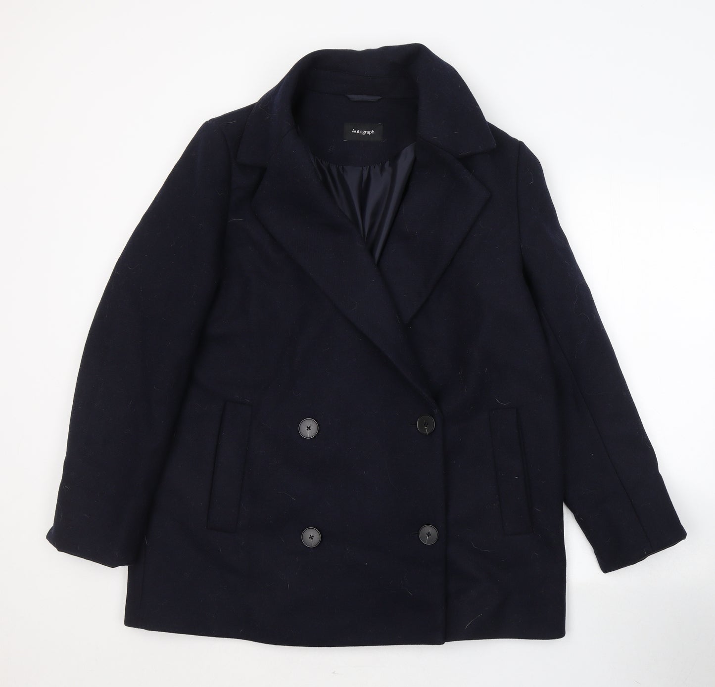 Marks and Spencer Womens Blue   Pea Coat Coat Size 16  Button
