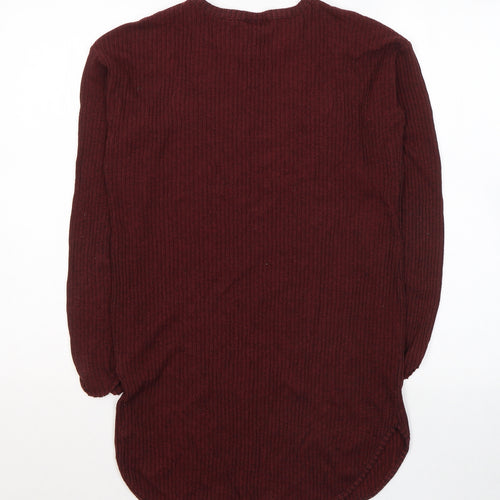 Topshop Womens Red  Cotton Jersey T-Shirt Size 12 Round Neck