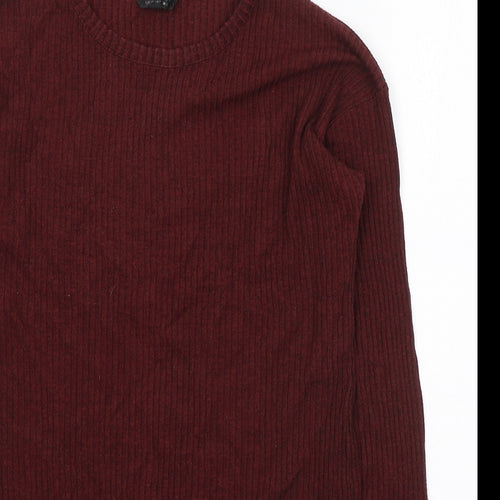 Topshop Womens Red  Cotton Jersey T-Shirt Size 12 Round Neck