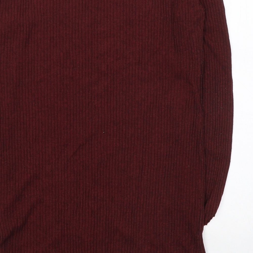 Topshop Womens Red  Cotton Jersey T-Shirt Size 12 Round Neck