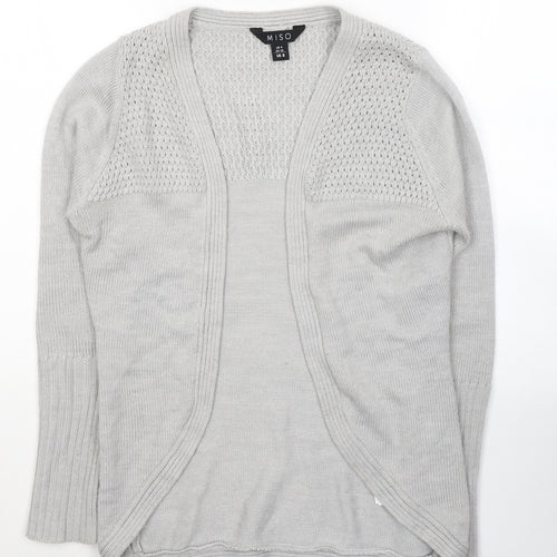 Miso Womens Grey V-Neck  Acrylic Cardigan Jumper Size 8
