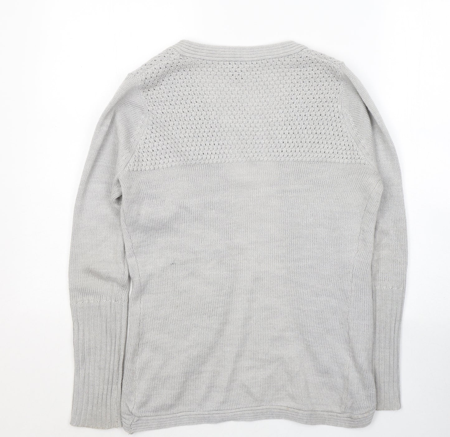 Miso Womens Grey V-Neck  Acrylic Cardigan Jumper Size 8