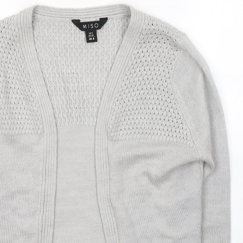 Miso Womens Grey V-Neck  Acrylic Cardigan Jumper Size 8