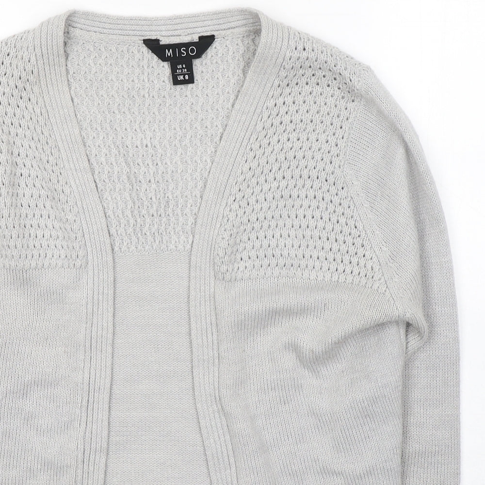 Miso Womens Grey V-Neck  Acrylic Cardigan Jumper Size 8