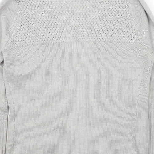 Miso Womens Grey V-Neck  Acrylic Cardigan Jumper Size 8
