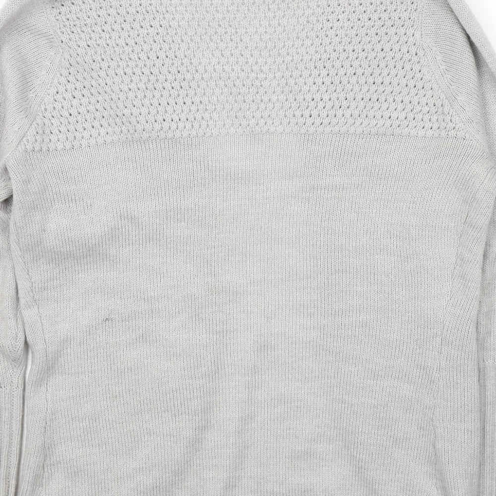 Miso Womens Grey V-Neck  Acrylic Cardigan Jumper Size 8