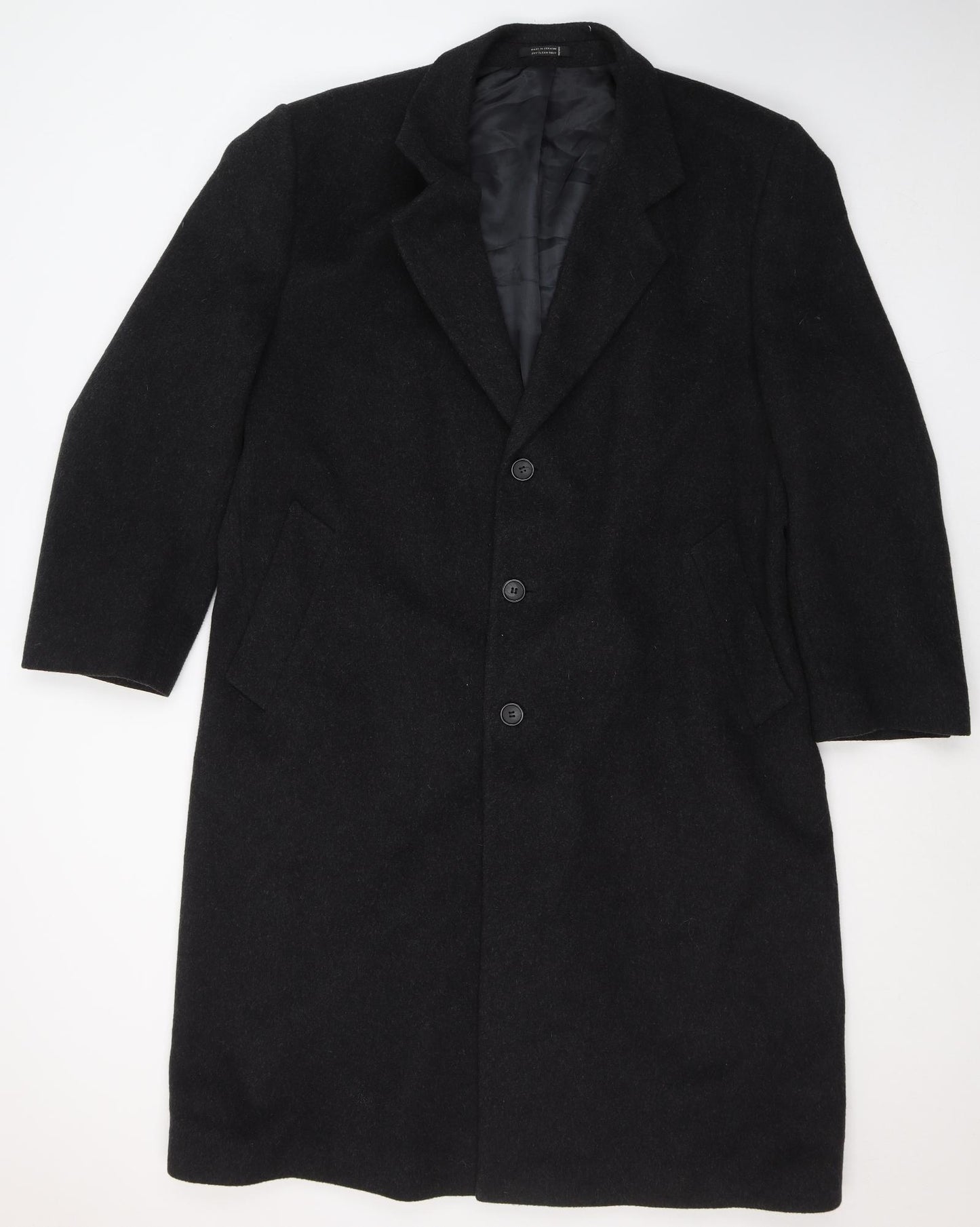 John Clarendon Mens Black   Pea Coat Coat Size 44  Button