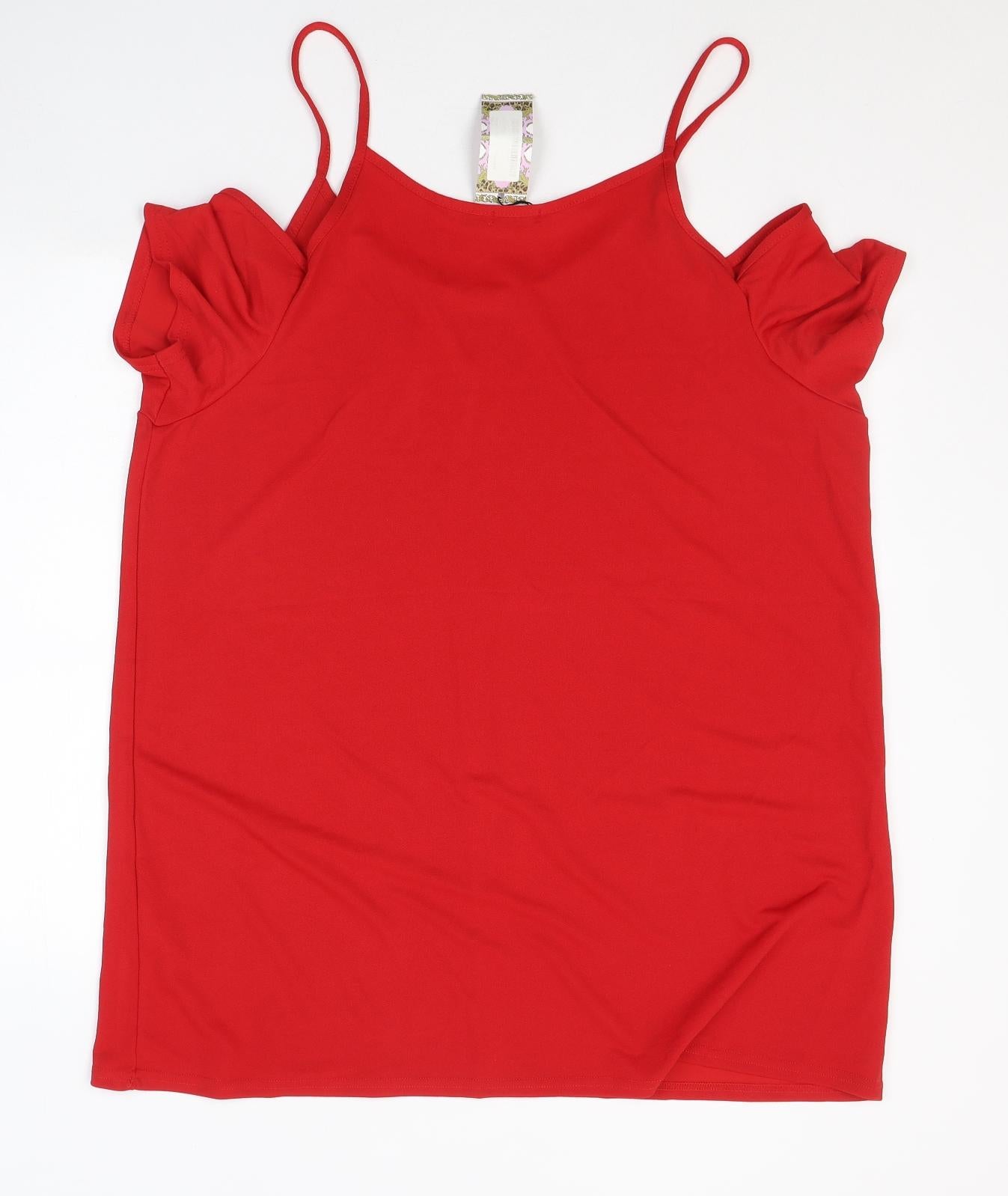 Boohoo Womens Red  Polyester Camisole Blouse Size 20 V-Neck