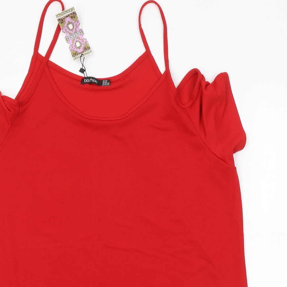 Boohoo Womens Red  Polyester Camisole Blouse Size 20 V-Neck
