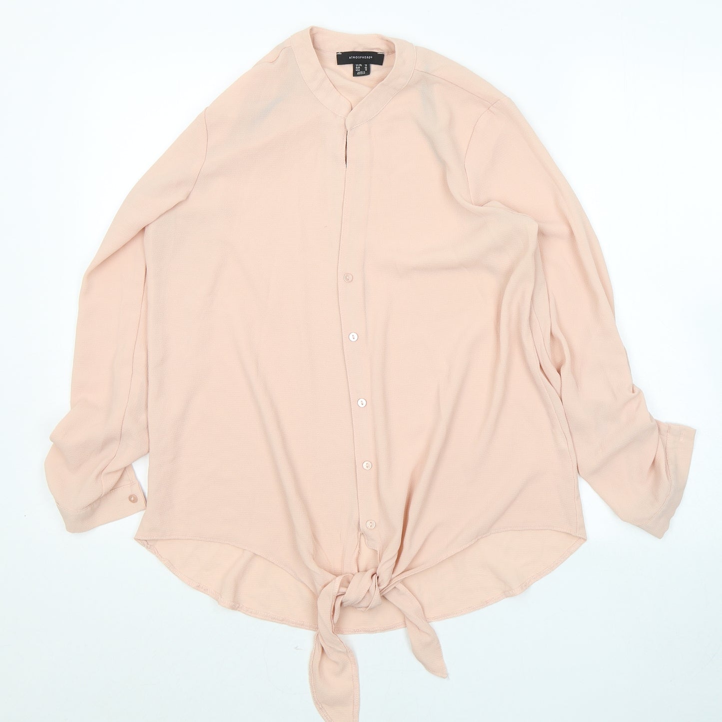 Atmosphere Womens Beige  Polyester Basic Button-Up Size 14 Round Neck