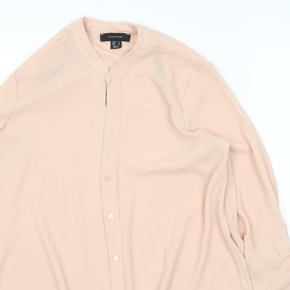 Atmosphere Womens Beige  Polyester Basic Button-Up Size 14 Round Neck
